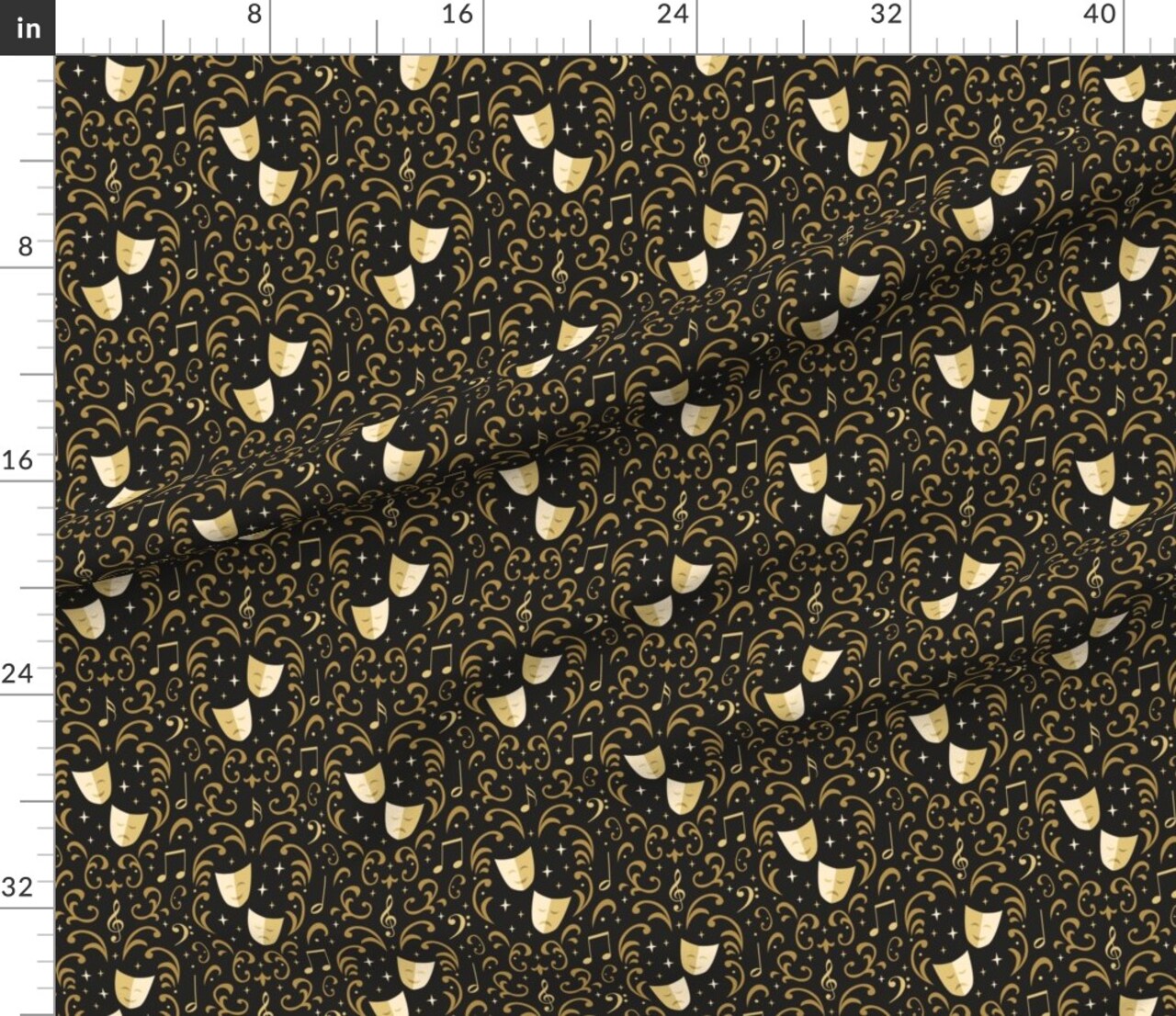 Theater Damask Swirl Music Geometric Pretty Custom Printed Fabric by Spoonflower Various Fabrics by the Yard or Fat Quarter